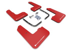 Hyundai Veloster N Mud Flap Kit - Front + Rear - Rally Armor - UR Red Flaps with White Logo - Red - `19-`22